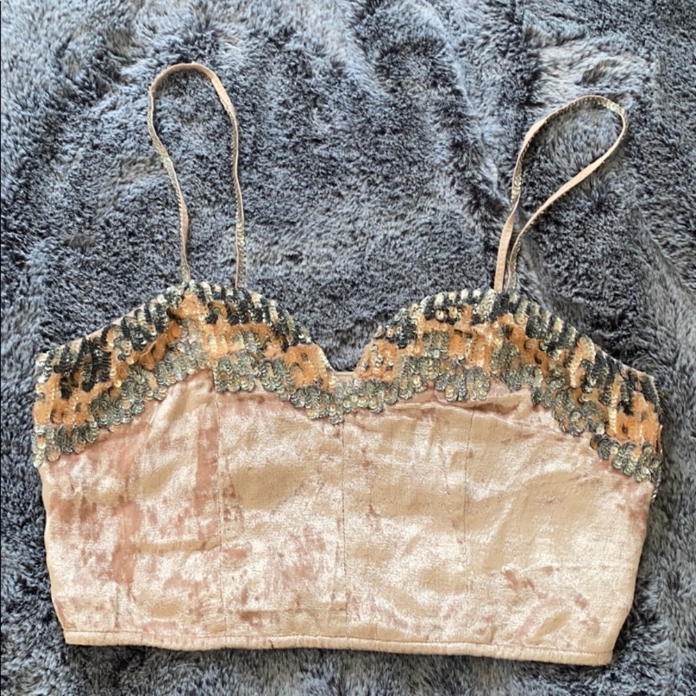 Asos Sequin 1920s Theme Velvet Crop Top
